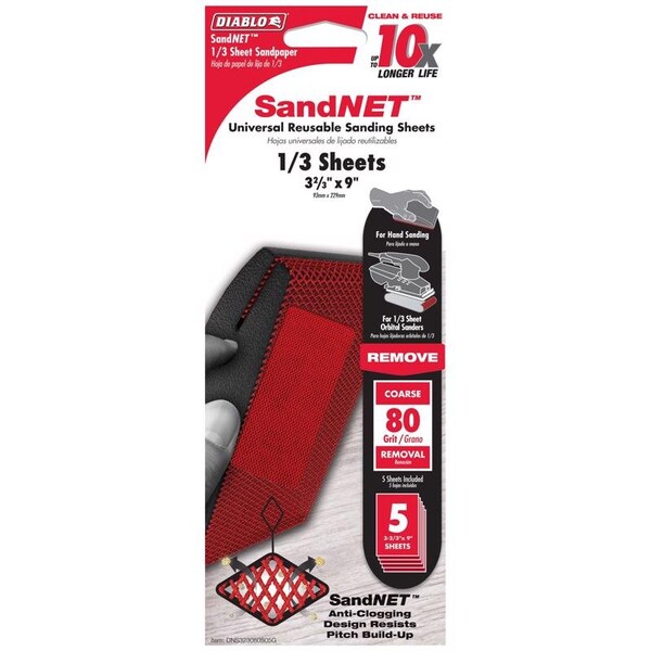 Diablo Diablo SandNet 9 in. L X 3-2/3 in. W 80 Grit Ceramic Blend All Purpose Sandpaper 5 pk DNS323080S05G - main